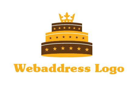 triple layer cake logo with crown