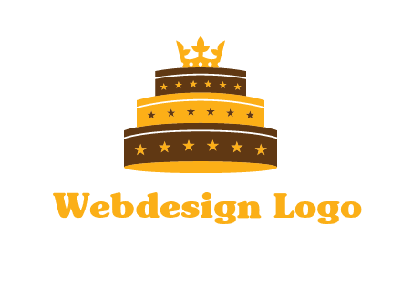 triple layer cake logo with crown