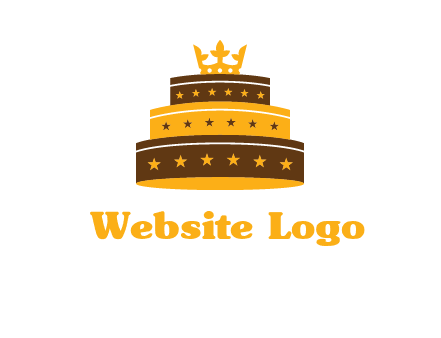 triple layer cake logo with crown