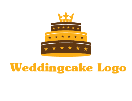 triple layer cake logo with crown