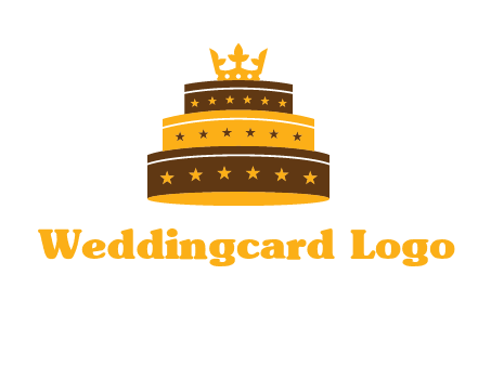 triple layer cake logo with crown
