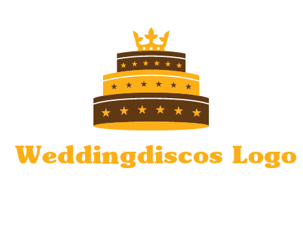 triple layer cake logo with crown