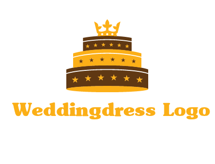 triple layer cake logo with crown