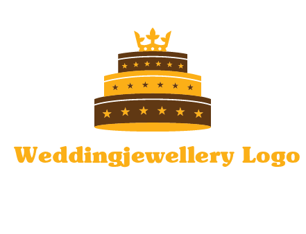 triple layer cake logo with crown