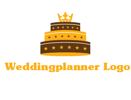 triple layer cake logo with crown