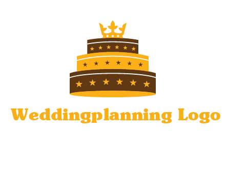 triple layer cake logo with crown