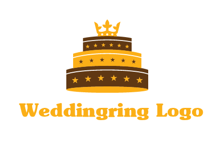 triple layer cake logo with crown