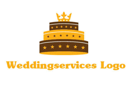 triple layer cake logo with crown