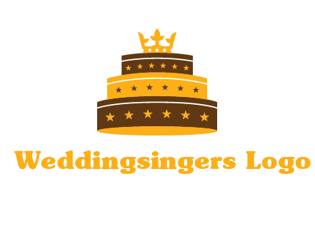 triple layer cake logo with crown