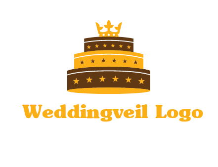 triple layer cake logo with crown