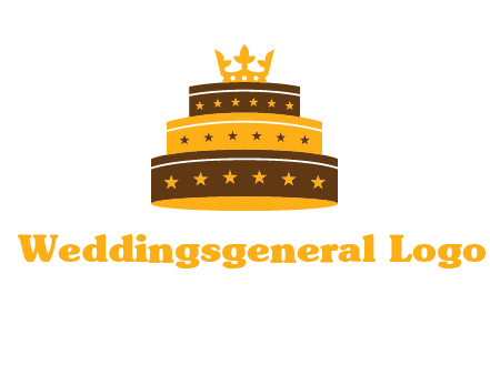 triple layer cake logo with crown