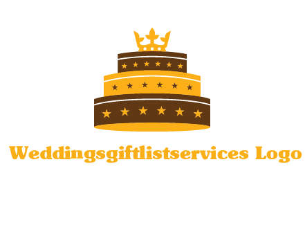 triple layer cake logo with crown
