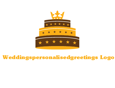 triple layer cake logo with crown