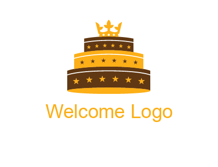 triple layer cake logo with crown