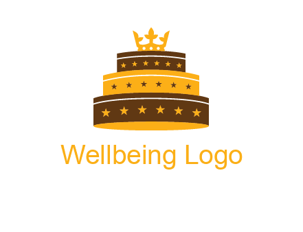 triple layer cake logo with crown