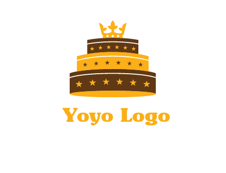triple layer cake logo with crown