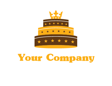 triple layer cake logo with crown