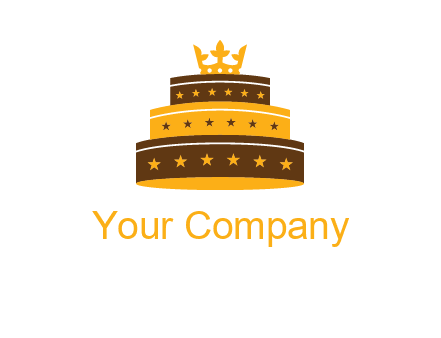 triple layer cake logo with crown