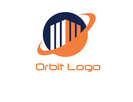 swoosh around abstract building in circle construction logo