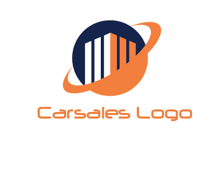 swoosh around abstract building in circle construction logo