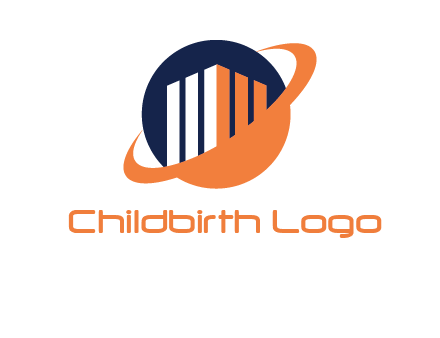 swoosh around abstract building in circle construction logo