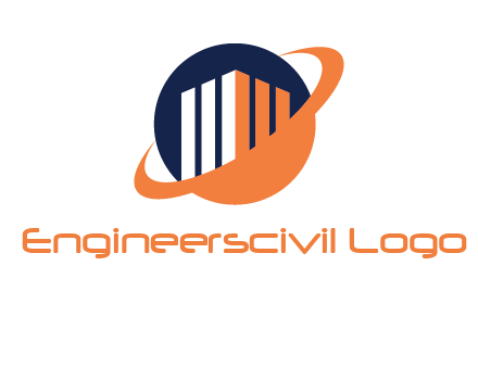 swoosh around abstract building in circle construction logo