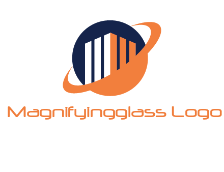 swoosh around abstract building in circle construction logo
