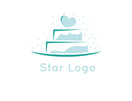 heart and stars on cake logo