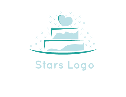 heart and stars on cake logo