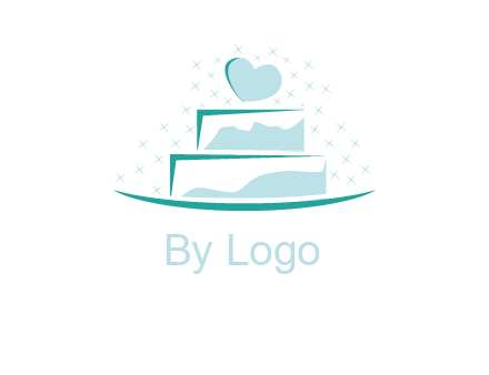 heart and stars on cake logo