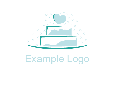 heart and stars on cake logo
