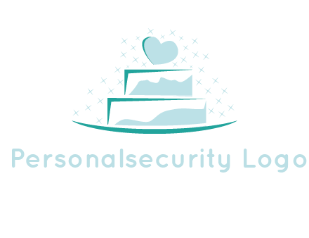 heart and stars on cake logo