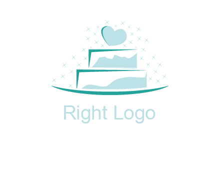heart and stars on cake logo