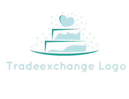 heart and stars on cake logo