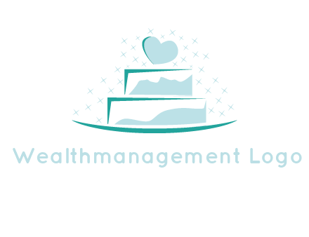 heart and stars on cake logo