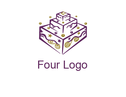 3 level 3d cake logo