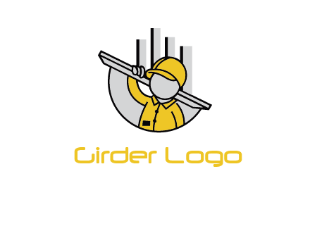 construction worker carrying plank logo icon