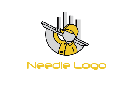 construction worker carrying plank logo icon
