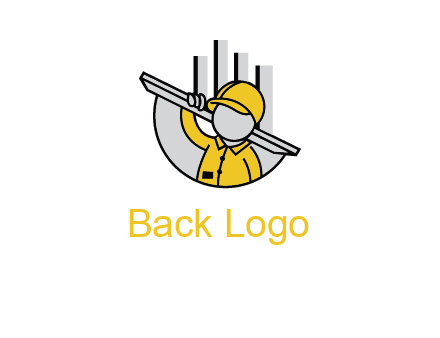construction worker carrying plank logo icon