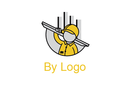 construction worker carrying plank logo icon