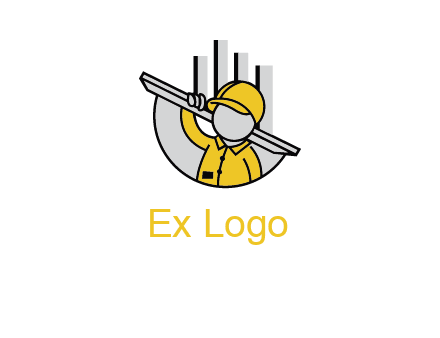 construction worker carrying plank logo icon