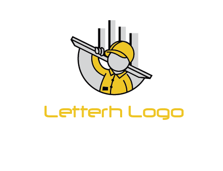 construction worker carrying plank logo icon