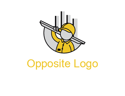 construction worker carrying plank logo icon