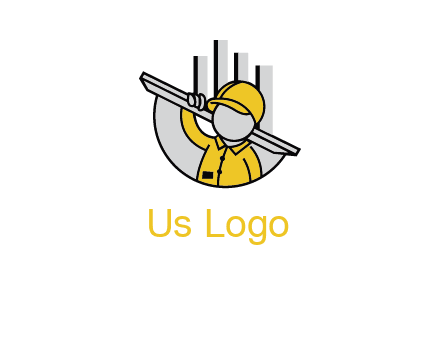 construction worker carrying plank logo icon
