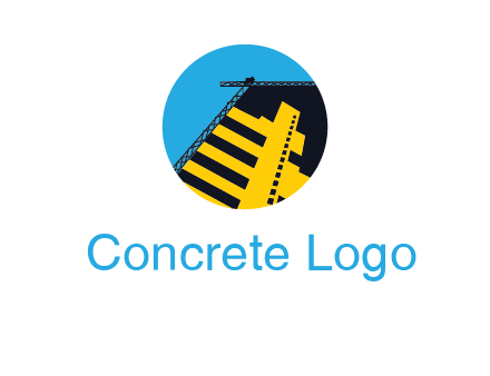 crane and beams in circle construction logo