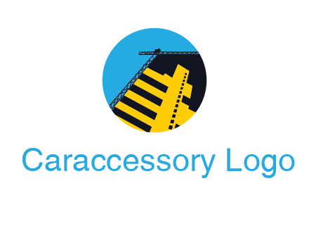 crane and beams in circle construction logo