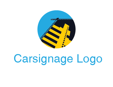 crane and beams in circle construction logo