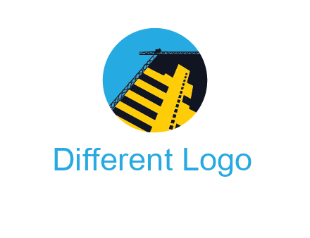 crane and beams in circle construction logo