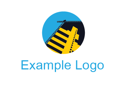 crane and beams in circle construction logo