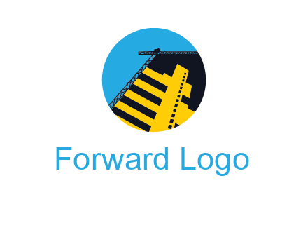 crane and beams in circle construction logo